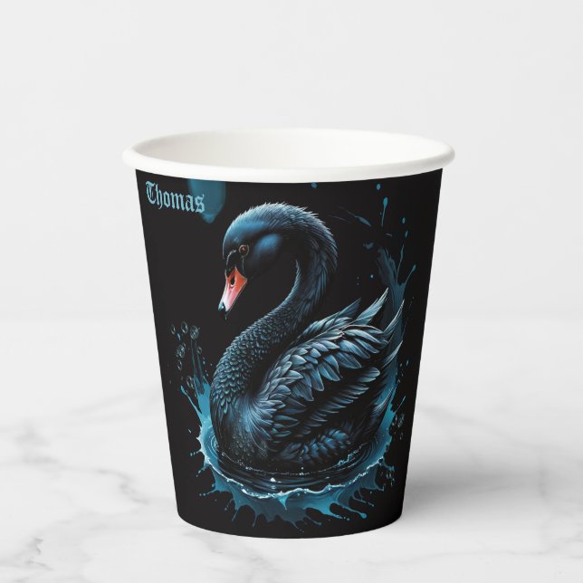 Vasos De Papel Elegancia en movimiento, el cisne negro, (Anverso)