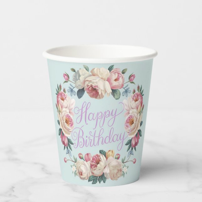 Vasos De Papel Elegancia floral (Anverso)