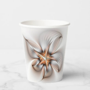 Vasos De Papel Elegancia floral modernidad Resumen arte fractal