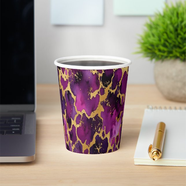 Vasos De Papel  Elegant and modern glamorous  gold purple marble (in situ)