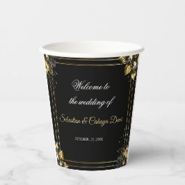 Vasos De Papel Elegant black and gold summer wedding