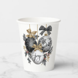 Vasos De Papel Elegant Black and White Christmas Ornaments 