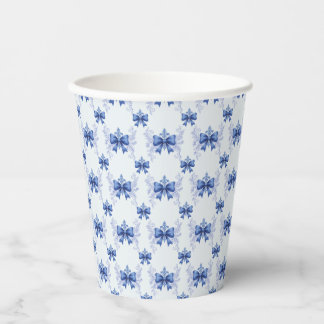 Vasos De Papel Elegant Blue Bow Bridal Shower
