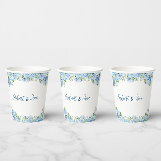 Vasos De Papel Elegant Blue Floral Wedding  (Multi)