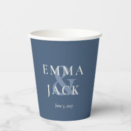 Vasos De Papel Elegant Blue Minimalist ampersand Wedding 