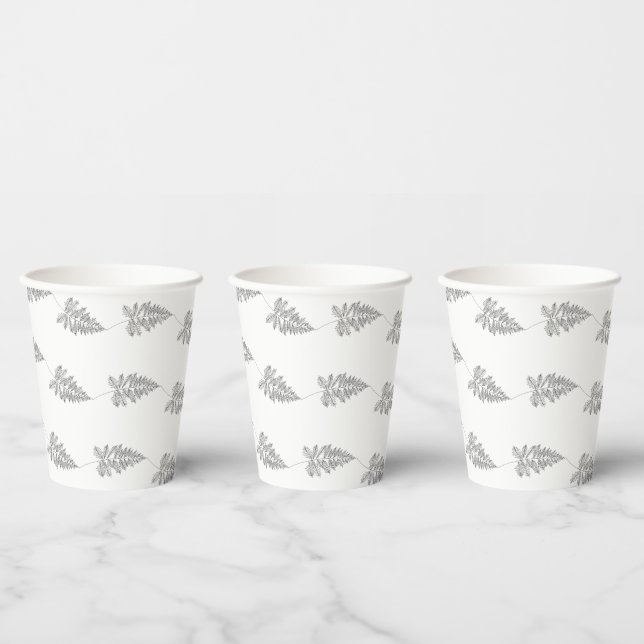 Vasos De Papel Elegant Chic Botanical Leave Line Art Cup (Multi)