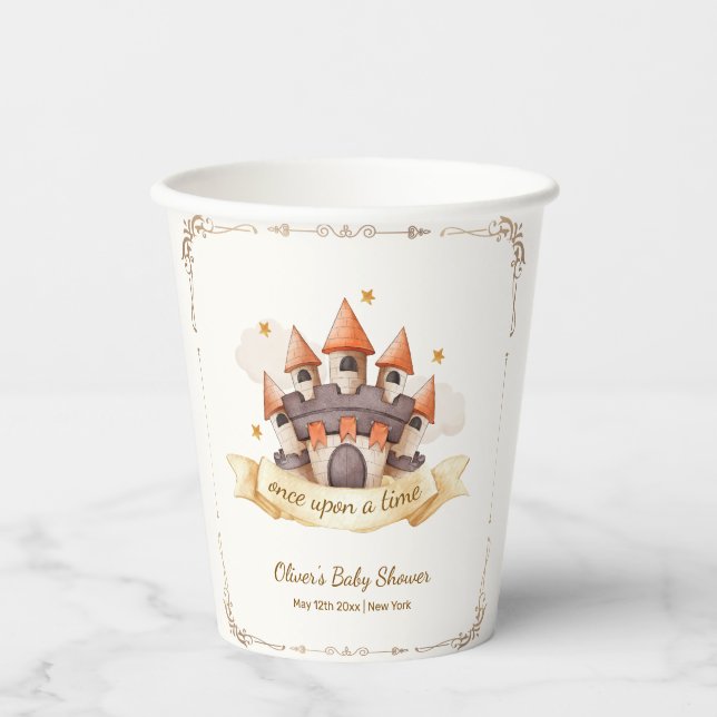 Vasos De Papel Elegant Fairytale Prince Castle Baby Shower (Anverso)