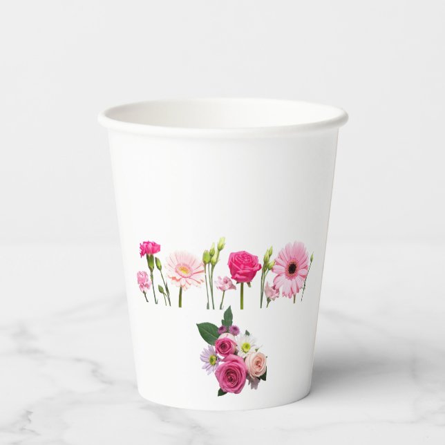 Vasos De Papel Elegant Floral Paper Cups – Soft Botanical Design (Reverso )
