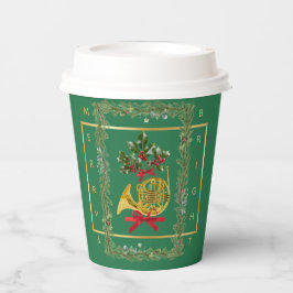 Vasos De Papel Elegant French Horn Christmas Green
