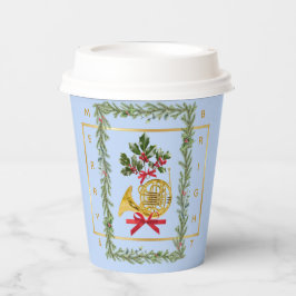 Vasos De Papel Elegant French Horn Christmas Light Blue Paper Cup