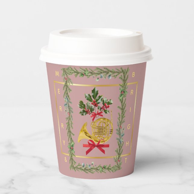 Vasos De Papel Elegant French Horn Christmas Mauve (Anverso)