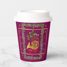 Vasos De Papel Elegant French Horn Christmas Purple