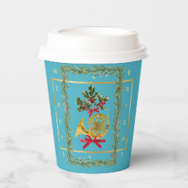 Vasos De Papel Elegant French Horn Christmas Turquoise Paper Cup