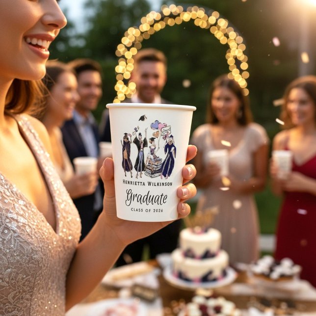 Vasos De Papel Elegant Fun Graduate Tossed Cap Class of 2026  (Subido por el creador)