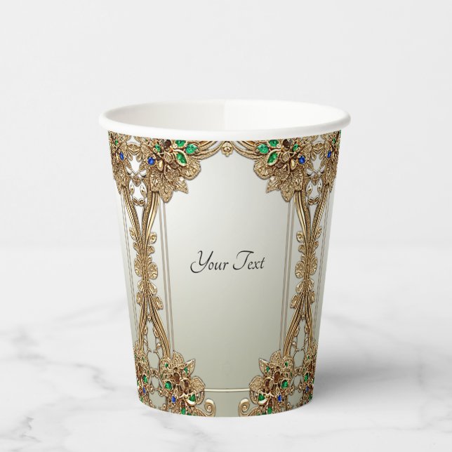 Vasos De Papel Elegant Gold Ornate Paper cup (Izquierda)