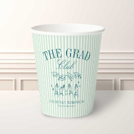 Vasos De Papel Elegant Green and Blue Grad Club Graduation
