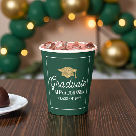 Vasos De Papel Elegant Green Class Of 2026 Graduation