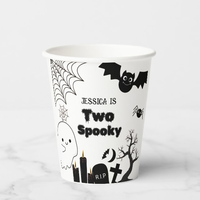 Vasos De Papel Elegant Halloween two spooky second Birthday party (Anverso)