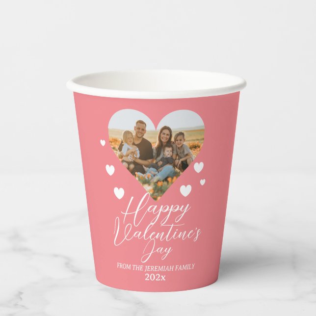 Vasos De Papel Elegant Love Happy Valentine Day Family Photo (Anverso)