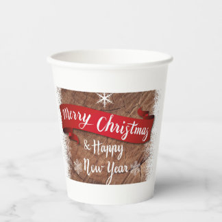 Vasos De Papel Elegant Merry Christmas Script White Snowflakes