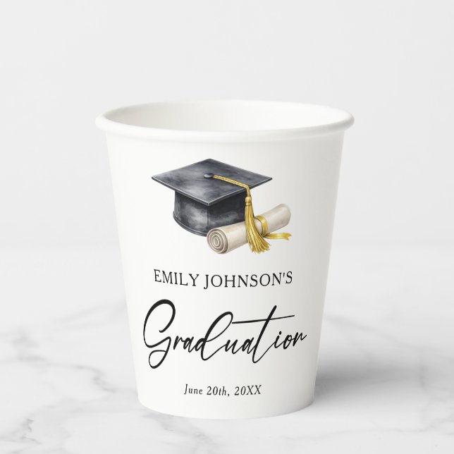 Vasos De Papel Elegant Minimal Minimalist Graduation (Anverso)