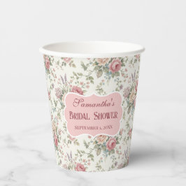 Vasos De Papel Elegant Pastel Roses Shabby Chic Bridal Shower