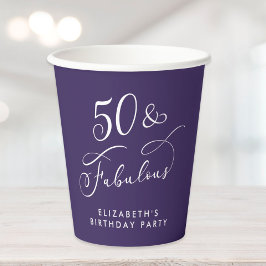 Vasos De Papel Elegant Purple 50th Birthday Party