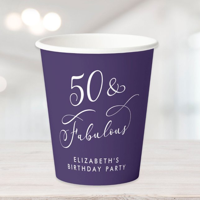 Vasos De Papel Elegant Purple 50th Birthday Party (Subido por el creador)