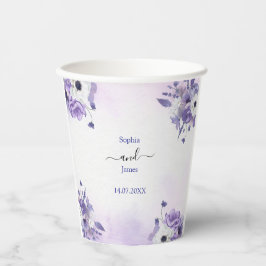 Vasos De Papel Elegant Purple Watercolor wedding