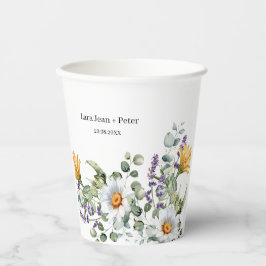 Vasos De Papel Elegant Purple Yellow Wildflower Wedding