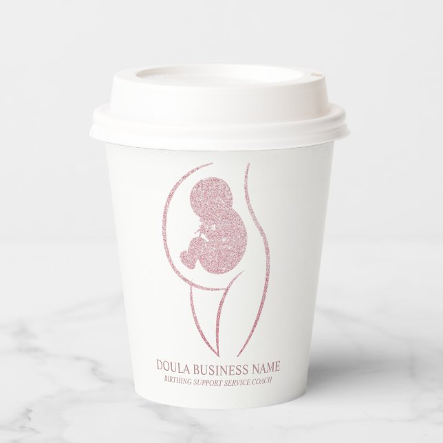 Vasos De Papel Elegant Rose Gold Pregnant Silhouette (Anverso)
