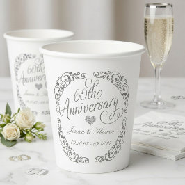 Vasos De Papel Elegant Script 60th Diamond Wedding Anniversary