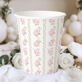 Vasos De Papel Elegant Vintage Pink Floral