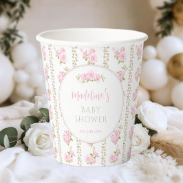 Vasos De Papel Elegant Vintage Pink Rose