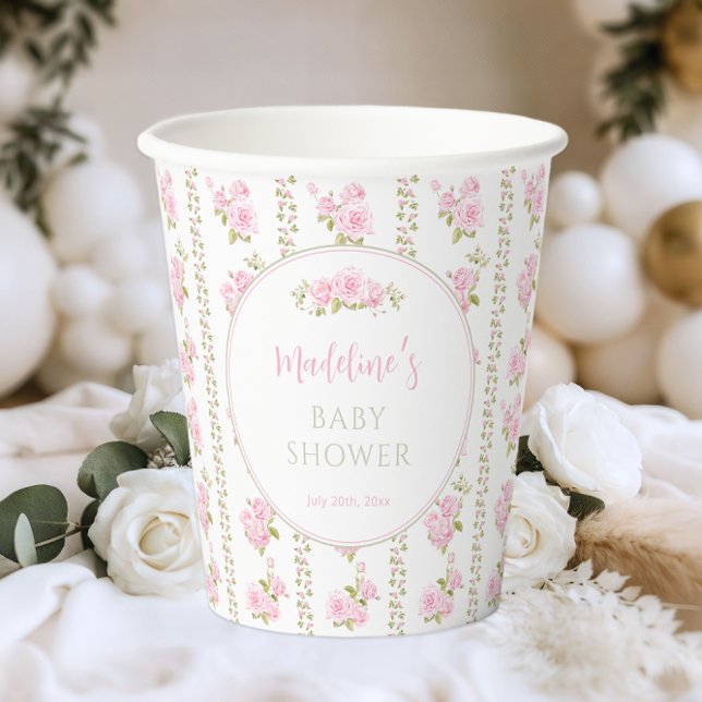 Vasos De Papel Elegant Vintage Pink Rose (Subido por el creador)