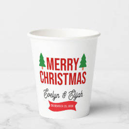 Vasos De Papel Elegant White Red Green Holiday Celebration Paper