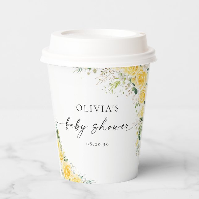 Vasos De Papel Elegant Yellow Baby Shower Paper Cup (Anverso)