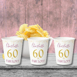 Vasos De Papel Elegante 60 aniversario de la fiesta de los cumple