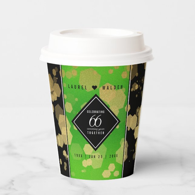 Vasos De Papel Elegante 66º aniversario del Boda Titanita (Anverso)