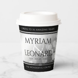 Vasos De Papel Elegante 70° Aniversario del Boda Platino