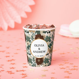 Vasos De Papel Elegante acento floral paleta de color suave