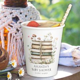 Vasos De Papel Elegante acuarela Floral Books Baby Shower