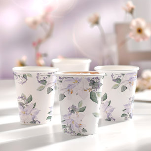 Vasos De Papel Elegante acuarela Floral Purple Bridal Ducha