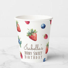 Vasos De Papel Elegante acuarela Fresa Berry Sweet Birthday