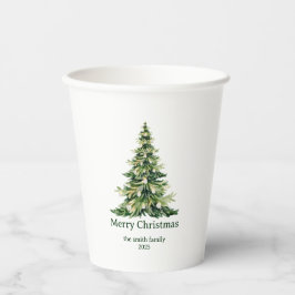 Vasos De Papel Elegante acuarela Merry Christmas Tree Non Photo