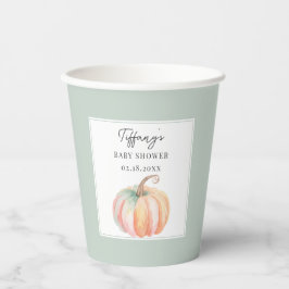 Vasos De Papel Elegante acuarela Pequeña Calabaza Baby Shower