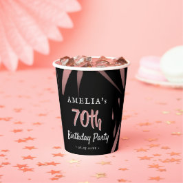 Vasos De Papel Elegante acuarela rosa 70 cumpleaños