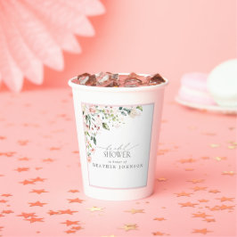 Vasos De Papel Elegante acuarela rosa Floral Bridal Shower