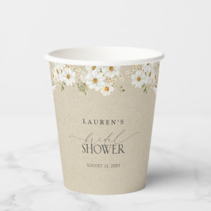 Vasos De Papel Elegante acuarela rústica Daisy Bridal Shower