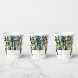 Vasos De Papel Elegante acuarela Woodland Forest Bridal Shower